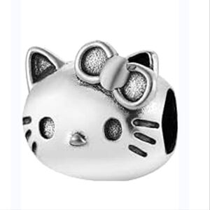 New Hello Kitty face Sterling Silver Charm For Pandora jewelry Bracelet